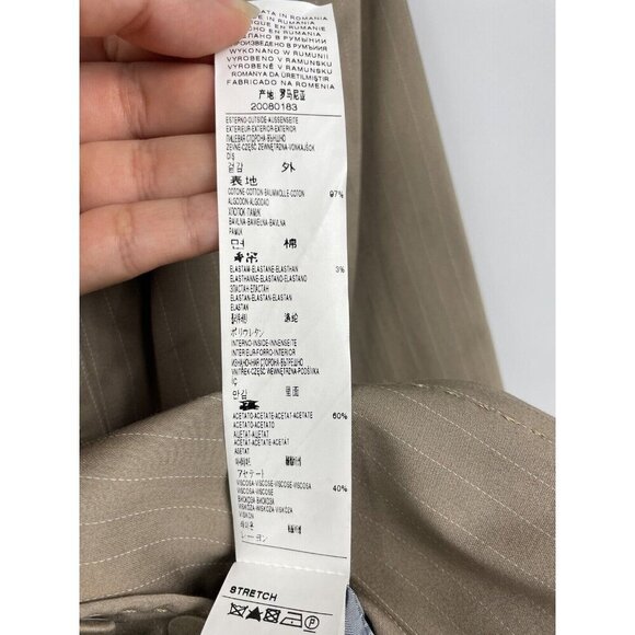 Sisley Camel Tan Striped Button Front Stretch Office 3/4 Sleeve Blazer Size S - Picture 7 of 11